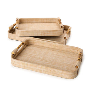 Tozai Home Set of 3 Natural Grass Rectangle Trays - MAC101NG-S3
