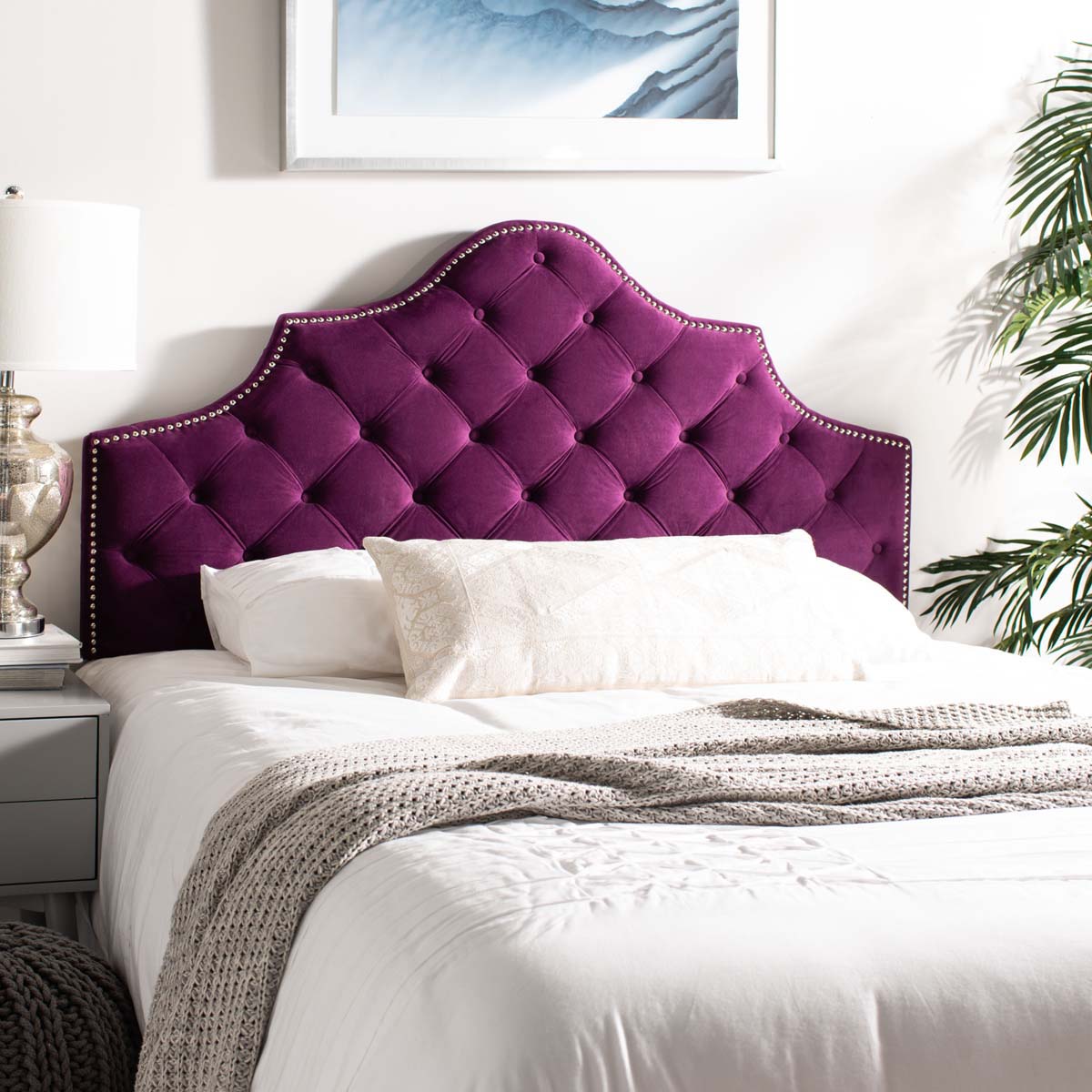 Safavieh Arebelle Headboard, MCR4035 - Aubergine