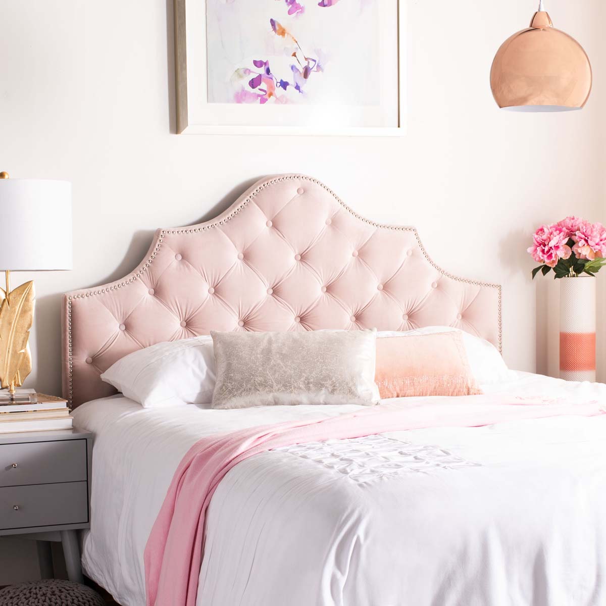 Safavieh Arebelle Headboard, MCR4035 - Blush Pink