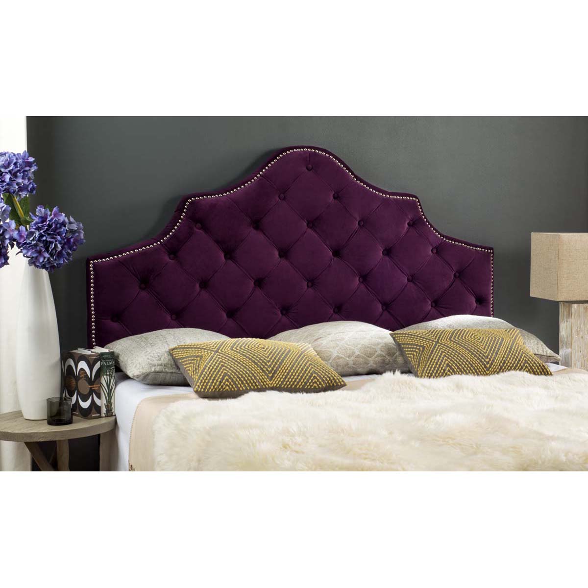 Safavieh Arebelle Headboard, MCR4035 - Aubergine
