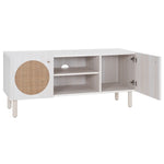 Safavieh Ophelia 2 Door 2 Shelf Media Stand, MED9615 - Bleached White / Natural Rattan