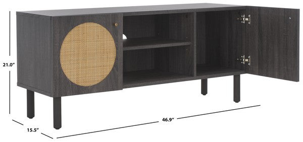 Safavieh Ophelia 2 Door 2 Shelf Media Stand, MED9615 - Distressed Black