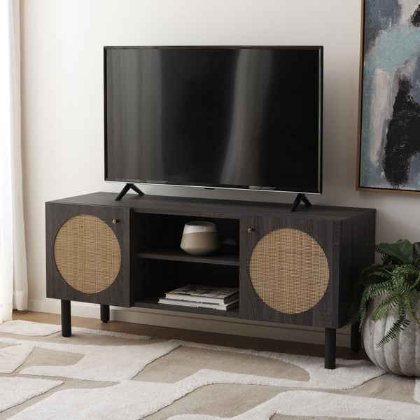 Safavieh Ophelia 2 Door 2 Shelf Media Stand, MED9615 - Distressed Black