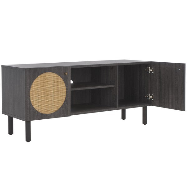 Safavieh Ophelia 2 Door 2 Shelf Media Stand, MED9615 - Distressed Black