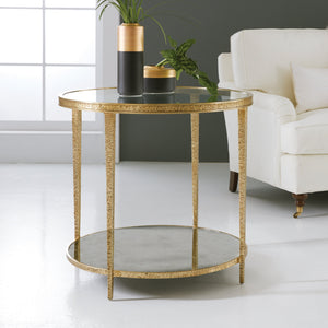 Modern History - Small Sculpture Round End Table - Antique Brass - MH1015F03