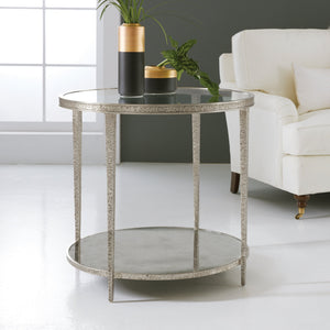 Modern History - Small Sculpture Round End Table - Antique Aluminum - MH1015F04