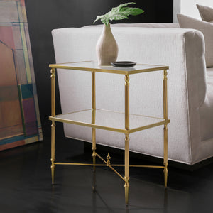 Modern History - Brass Side Table With Stretcher  - MH1189F01