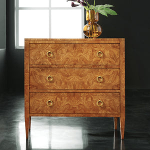 Modern History - Three Drawer Chest on Legs - Olive Ashe Burl - MH495F02