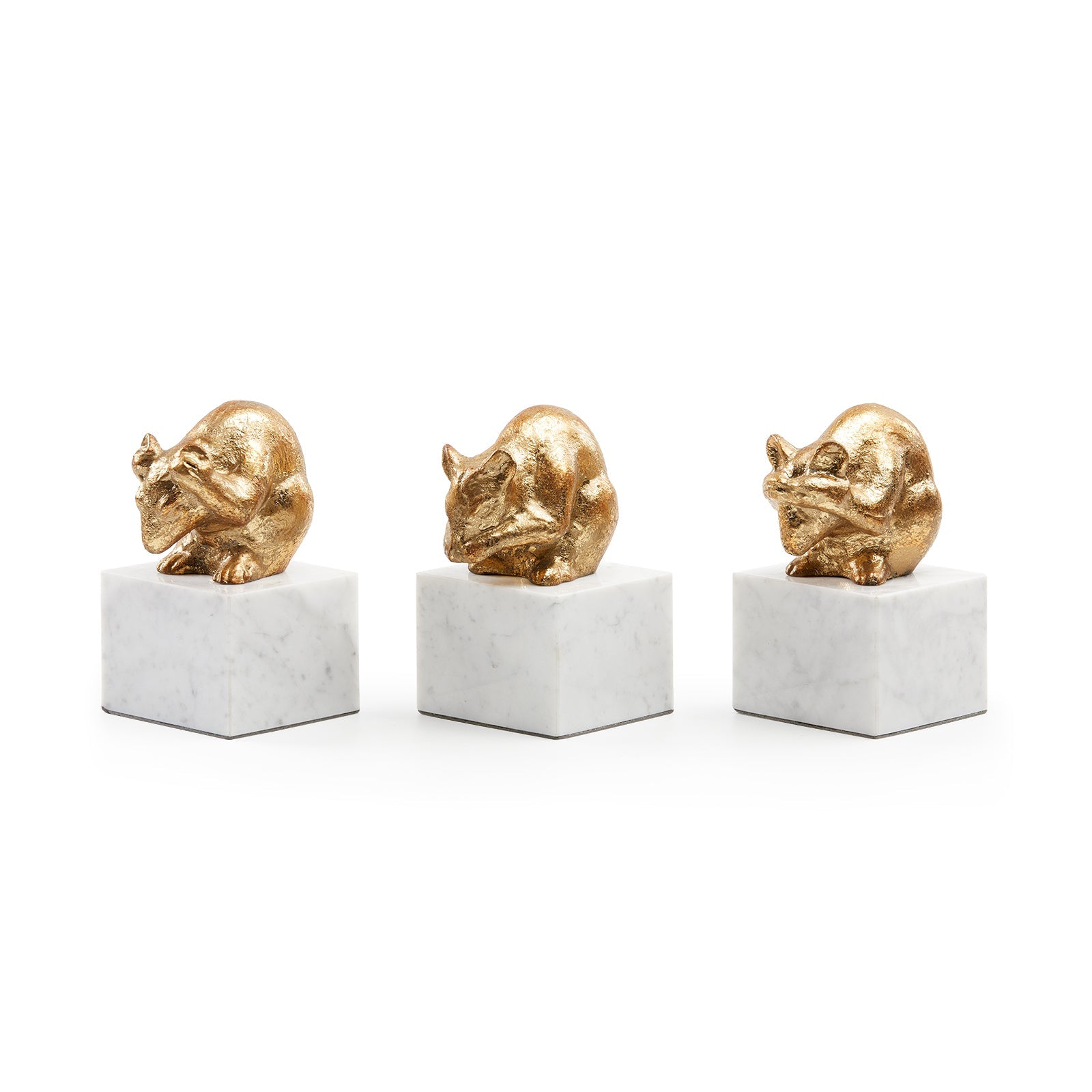 Villa & House - Mouse Statue Set of 3 - Gold Leaf - MOU-700-808