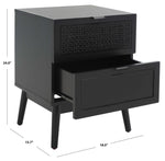Safavieh Baisley 2 Drawer Rattan Nightstand , NST5003 - Black