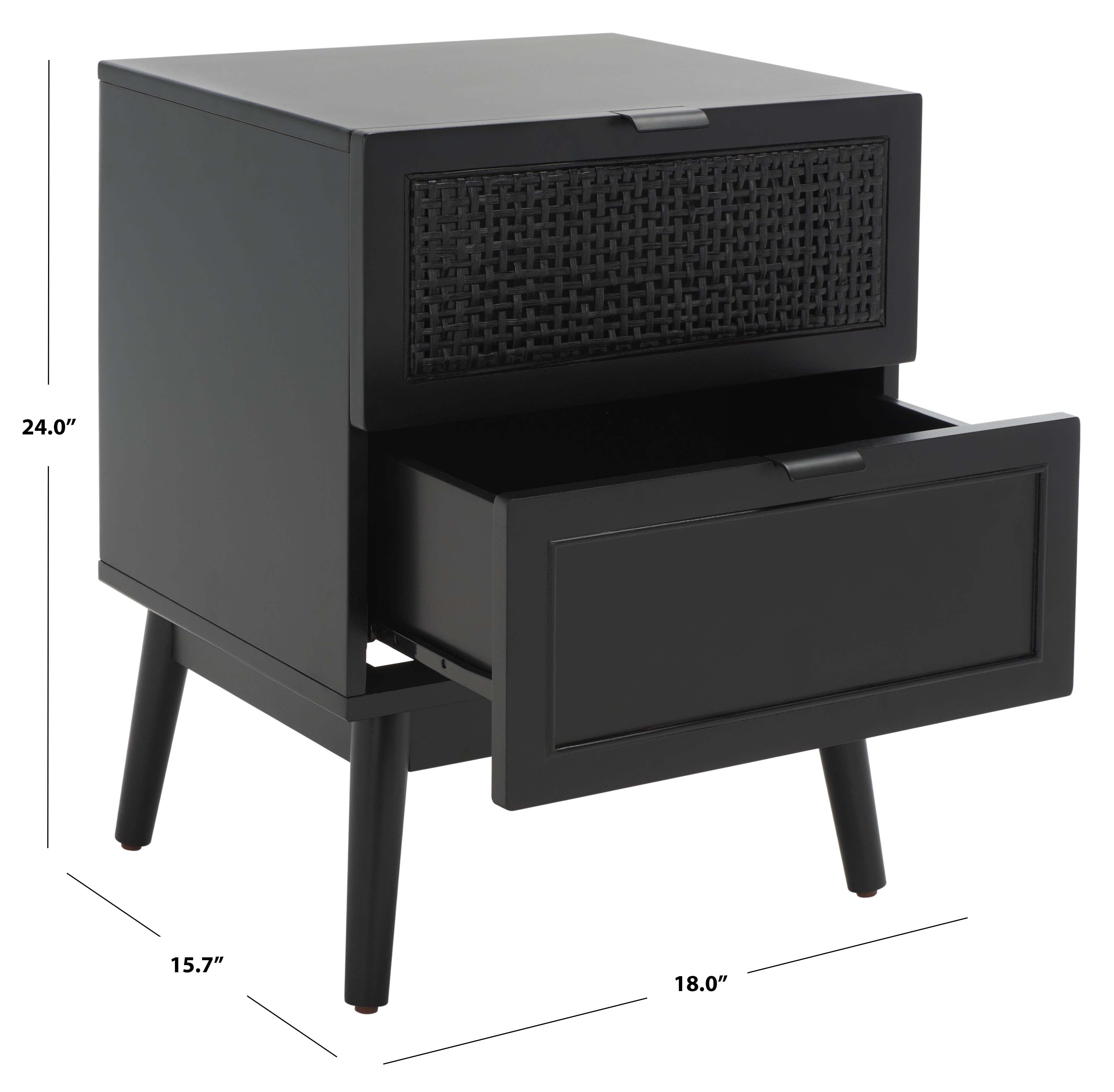 Safavieh Baisley 2 Drawer Rattan Nightstand , NST5003 - Black