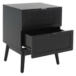 Safavieh Baisley 2 Drawer Rattan Nightstand , NST5003 - Black