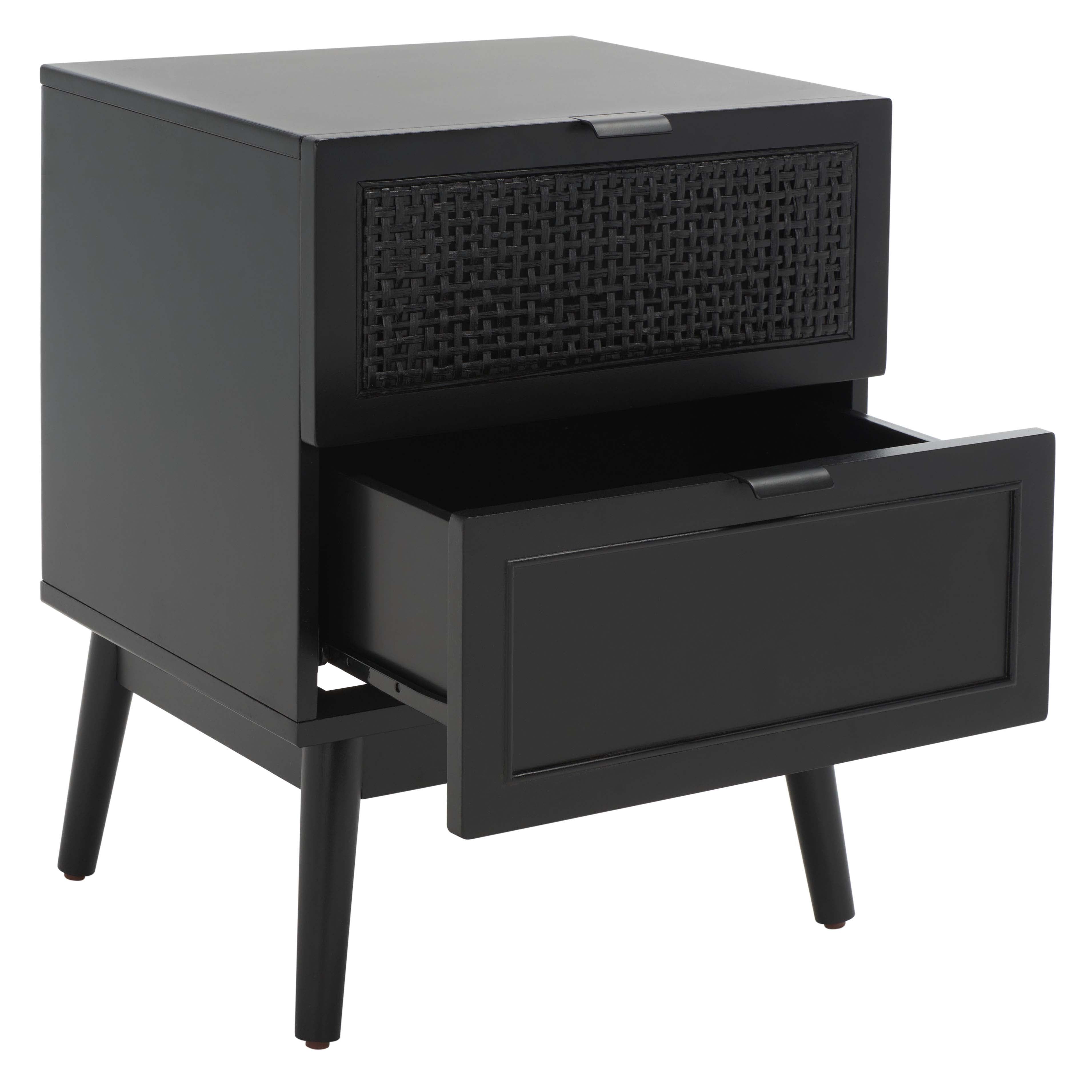 Safavieh Baisley 2 Drawer Rattan Nightstand , NST5003 - Black