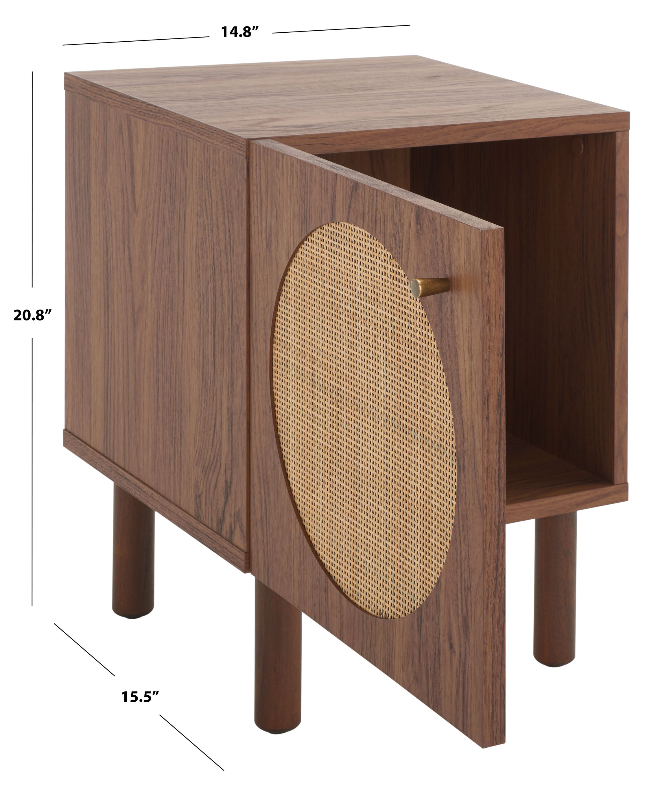 Safavieh Ophelia 1 Door Nightstand, NST9603 - Walnut / Natural