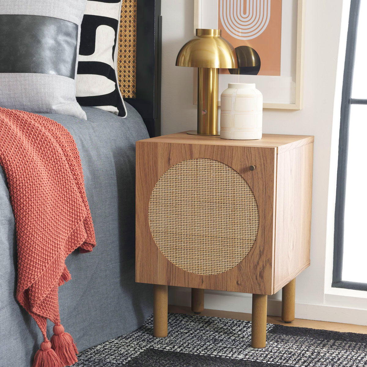 Safavieh Ophelia 1 Door Nightstand - NST9603 - Oak / Natural