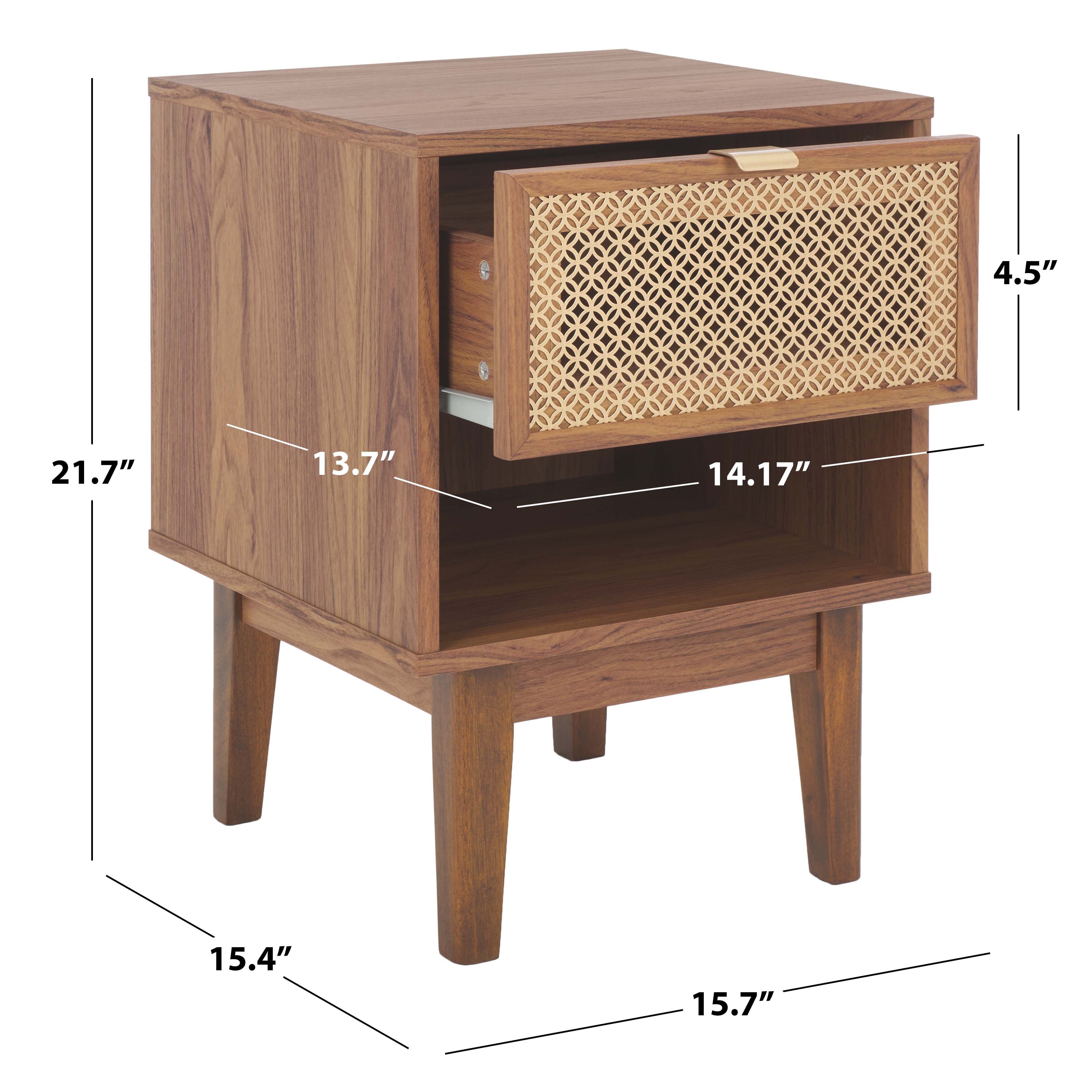 Safavieh Ceu 1 Drawer Nightstand, NST9604 - Walnut / Gold