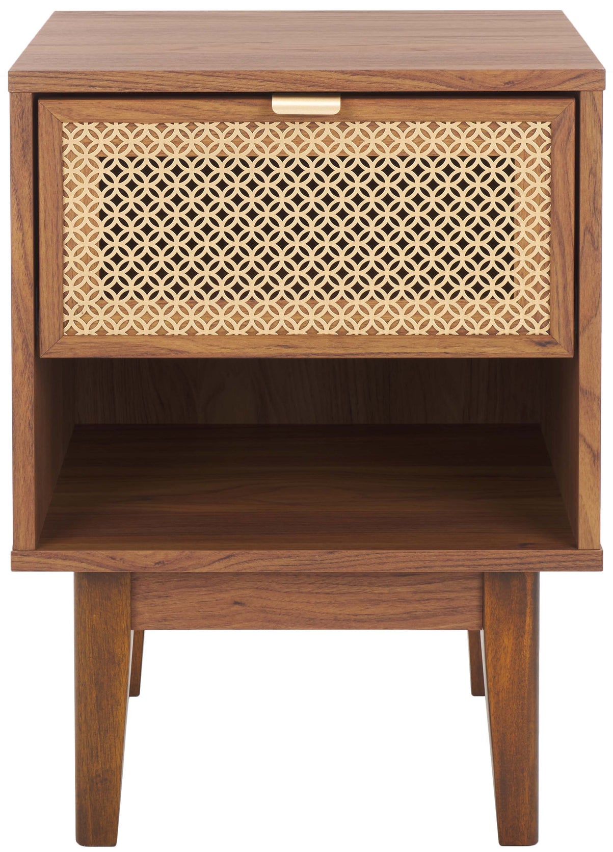 Safavieh Ceu 1 Drawer Nightstand, NST9604 - Walnut / Gold
