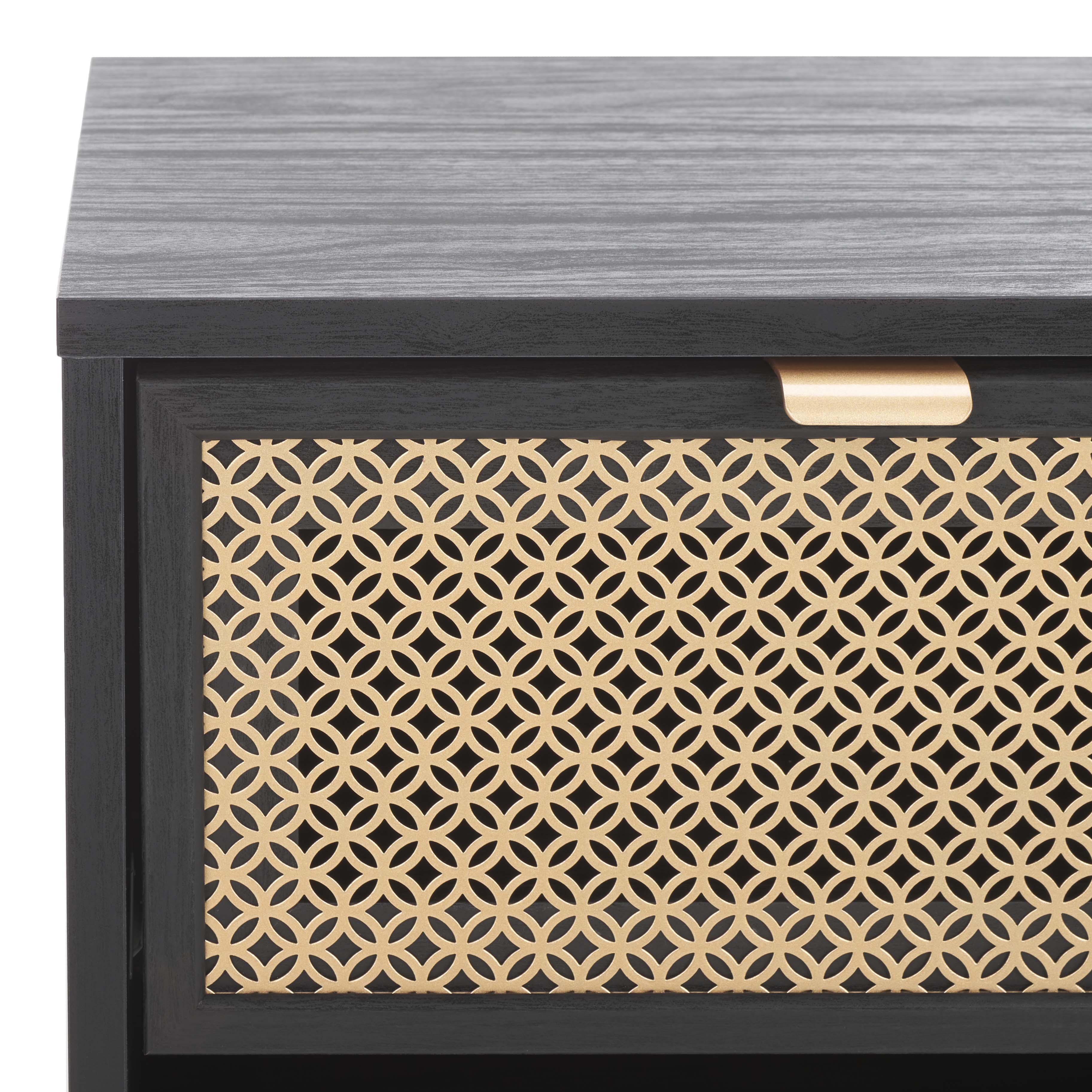 Safavieh Ceu 1 Drawer Nightstand, NST9604 - Black/ Gold