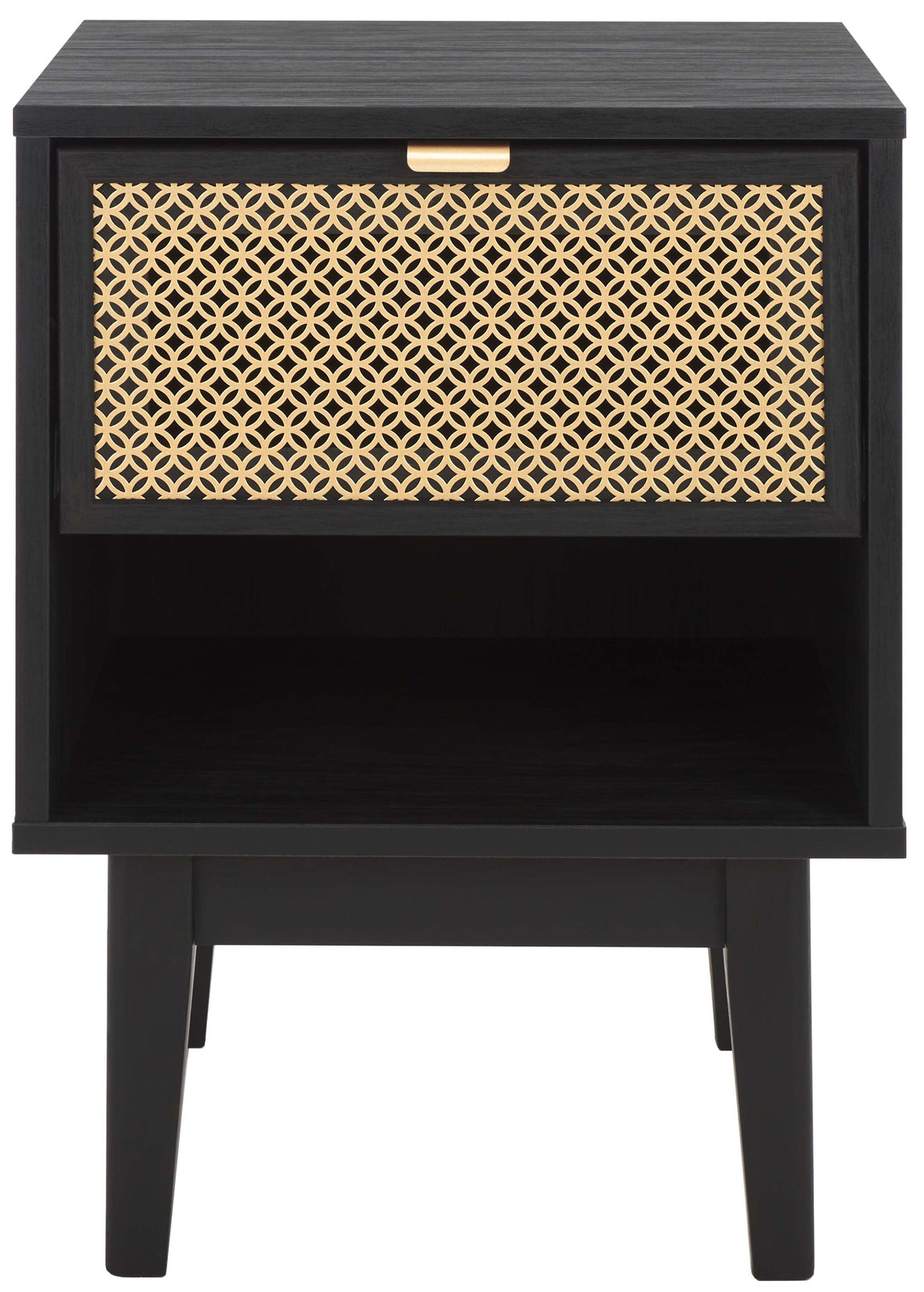 Safavieh Ceu 1 Drawer Nightstand, NST9604 - Black/ Gold