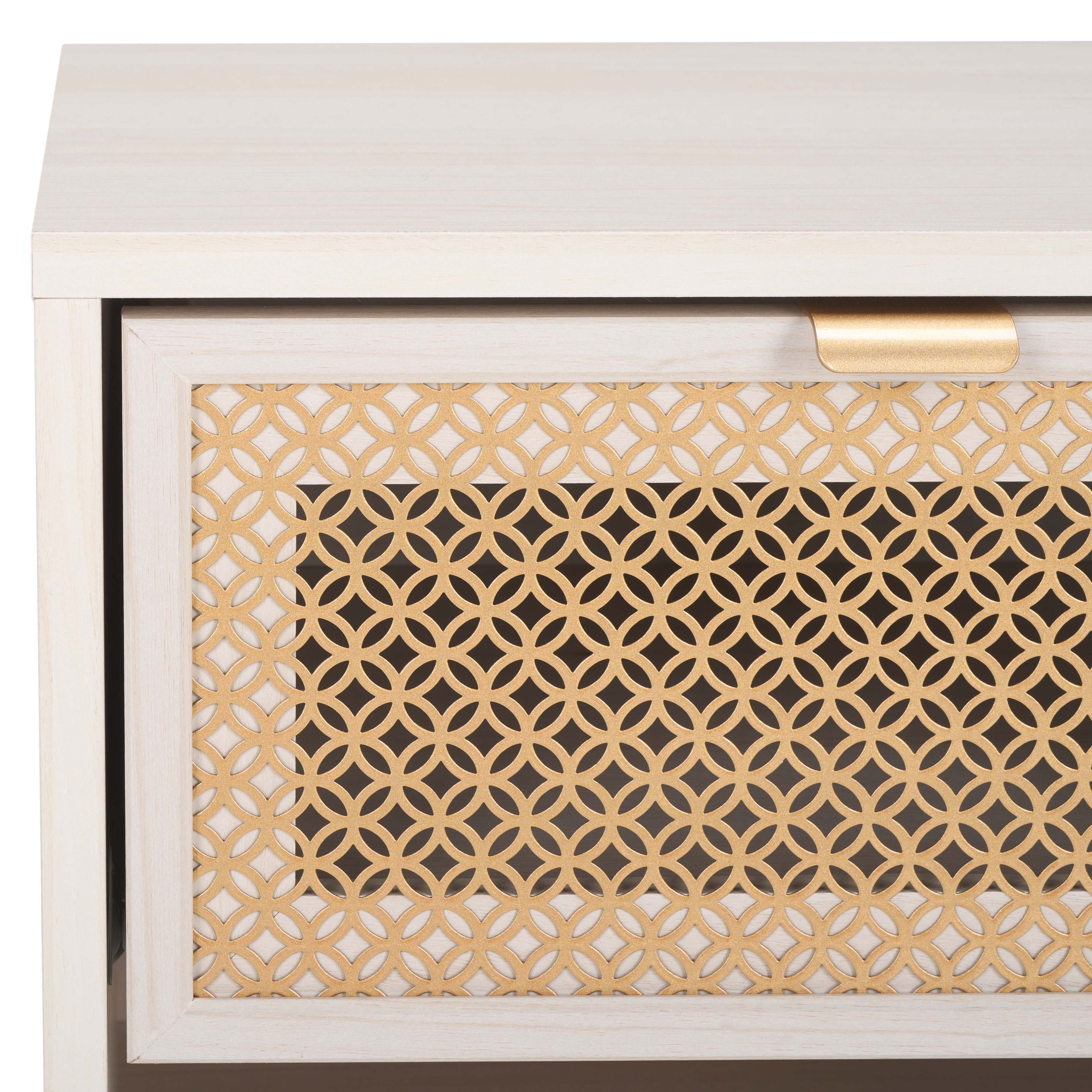 Safavieh Ceu 1 Drawer Nightstand, NST9604 - White / Gold