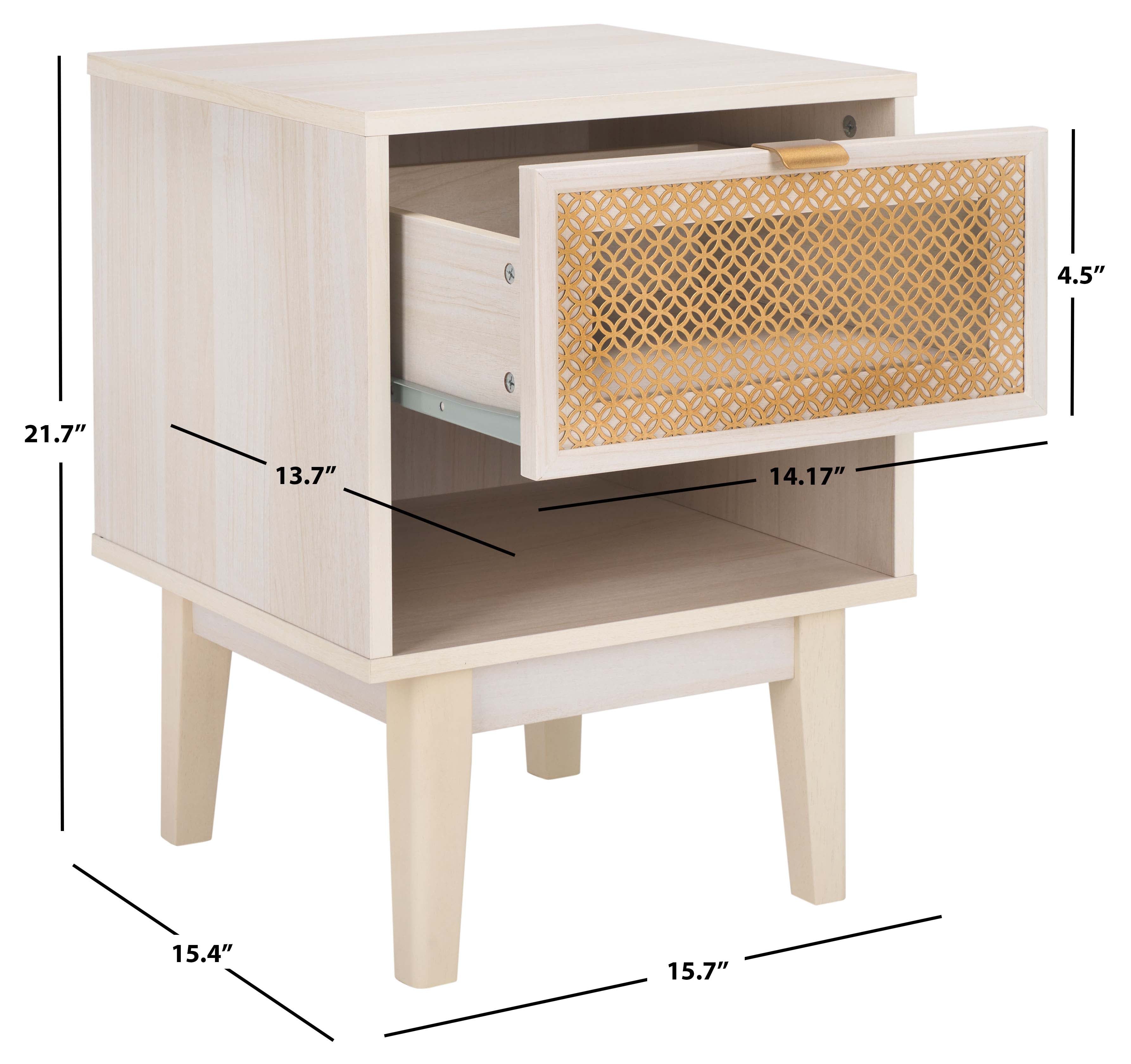Safavieh Ceu 1 Drawer Nightstand, NST9604 - White / Gold