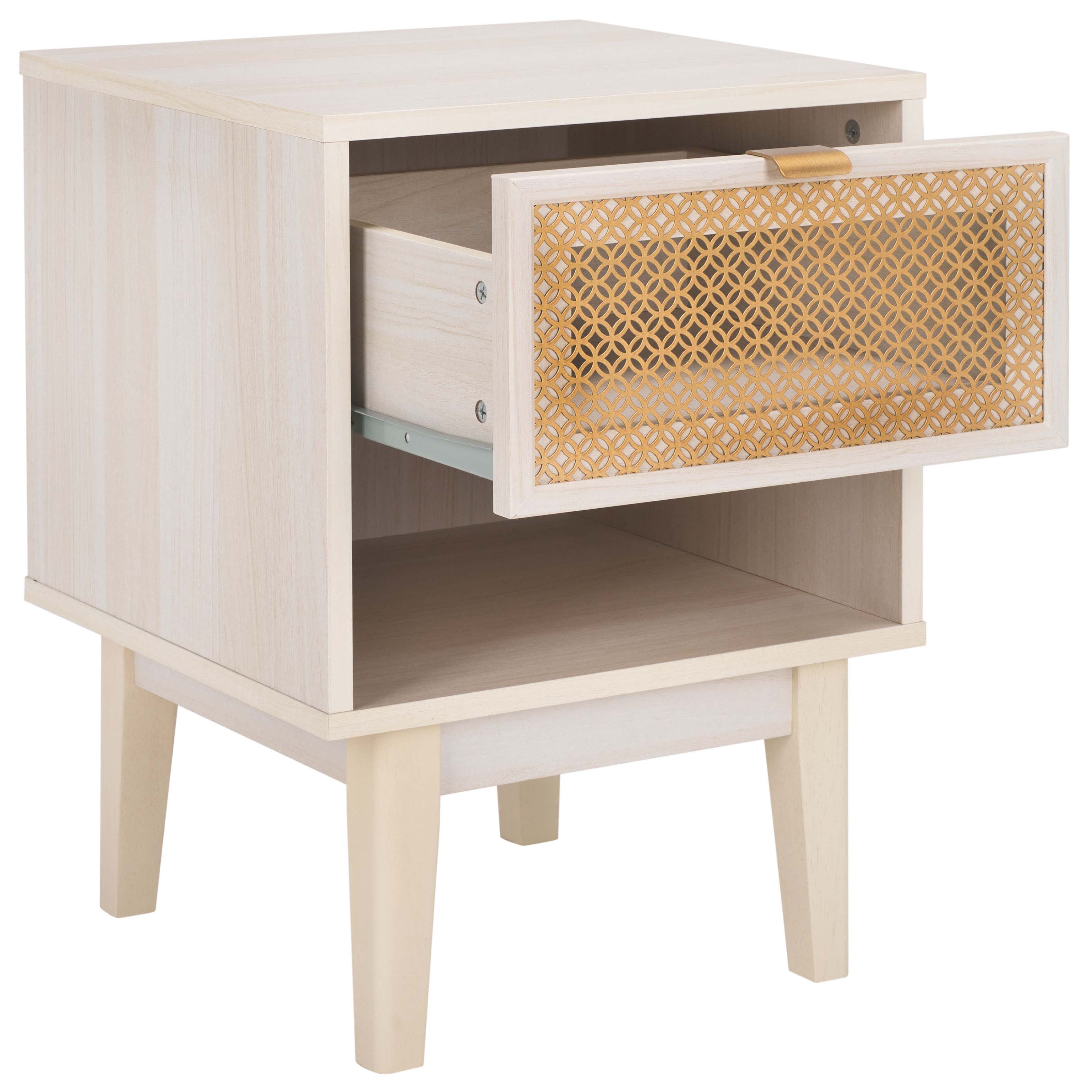 Safavieh Ceu 1 Drawer Nightstand, NST9604 - White / Gold