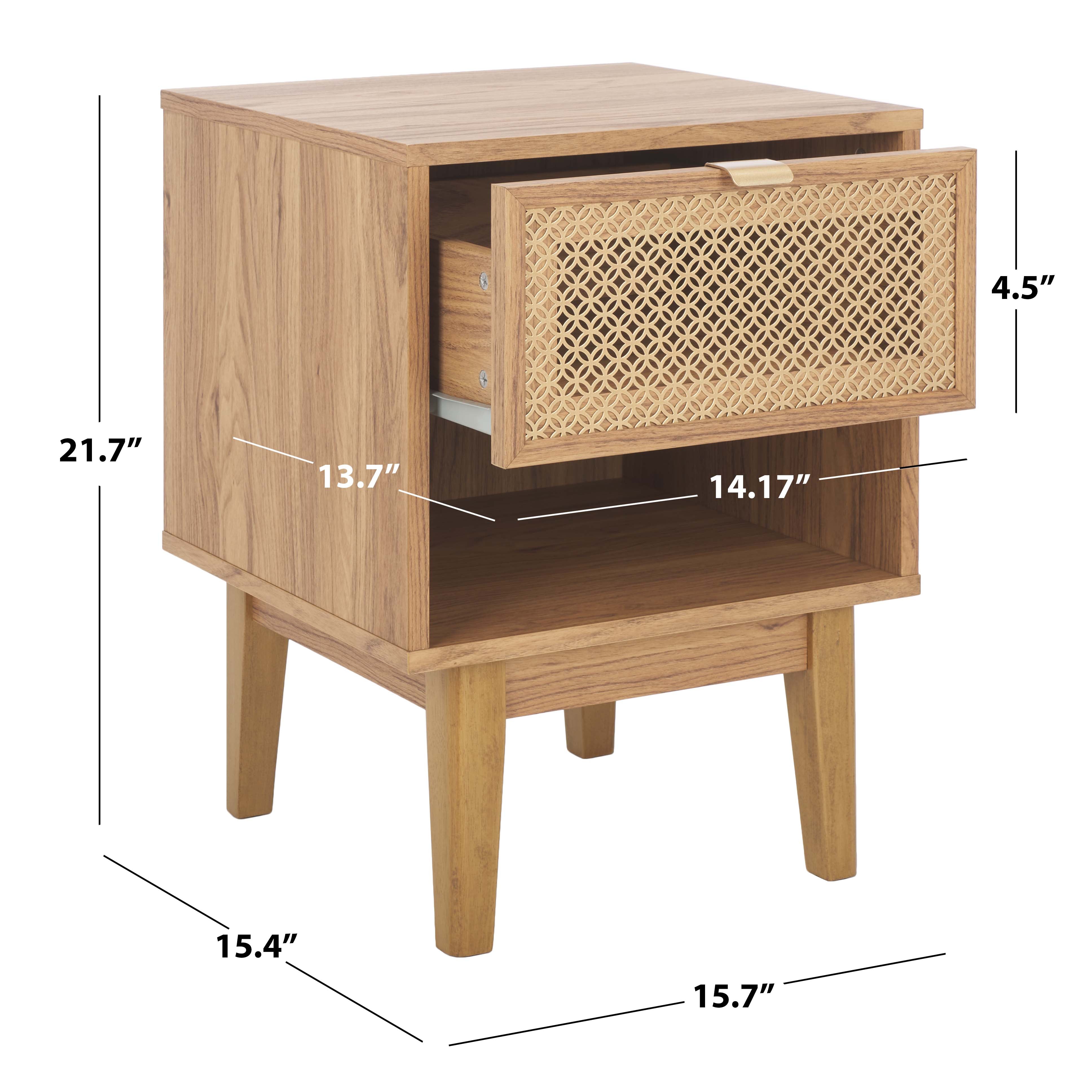 Safavieh Ceu 1 Drawer Nightstand, NST9604 - Oak / Gold