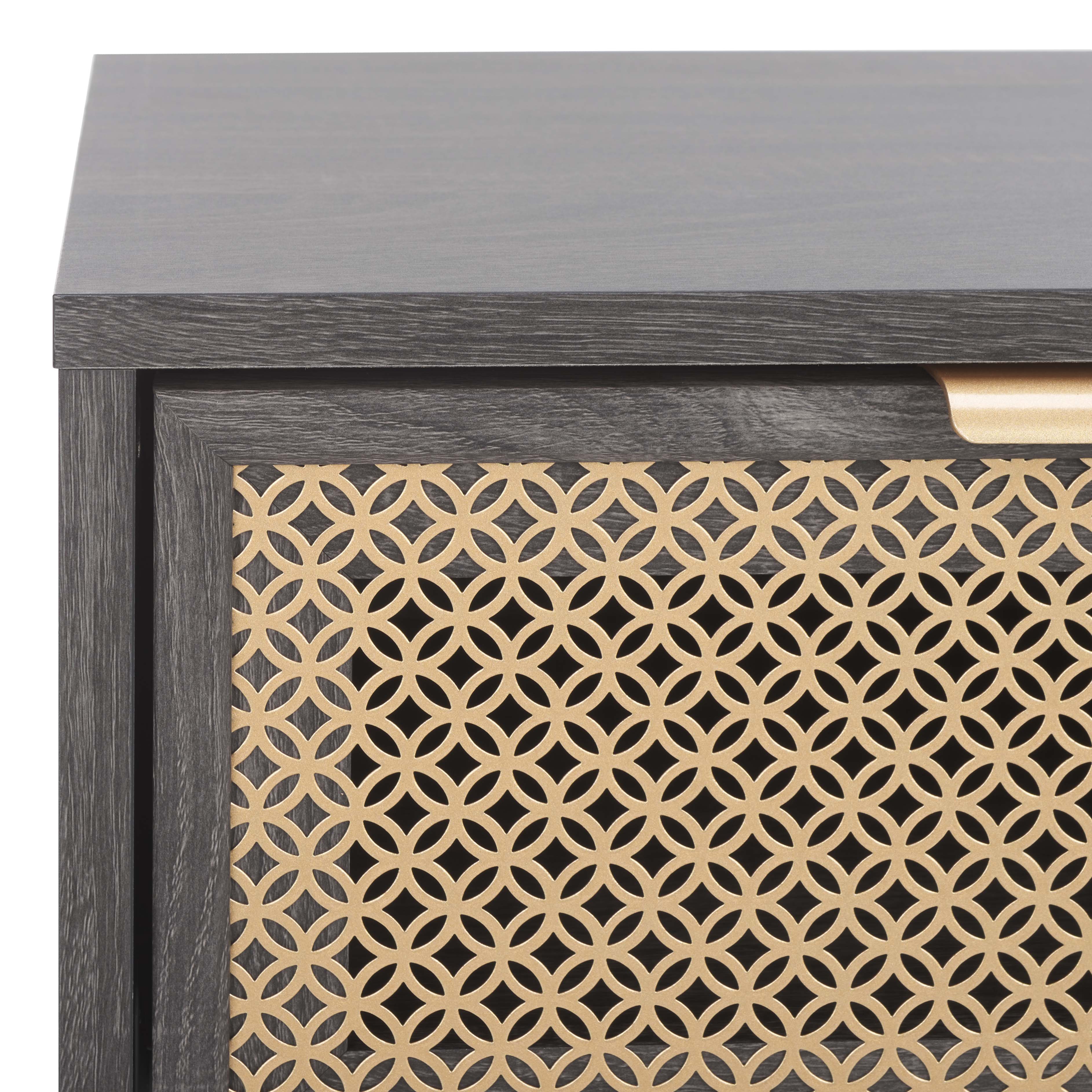 Safavieh Ceu 1 Drawer Nightstand, NST9604 - Distreesed Black/ Gold