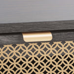 Safavieh Ceu 1 Drawer Nightstand, NST9604 - Distreesed Black/ Gold