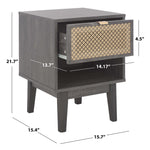 Safavieh Ceu 1 Drawer Nightstand, NST9604 - Distreesed Black/ Gold