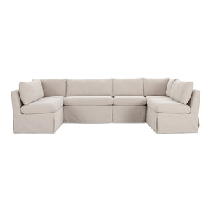 Moe's Home Collection - Fable Slipcover Dining Banquette U-Shape Beige 121In - OA-1071-34