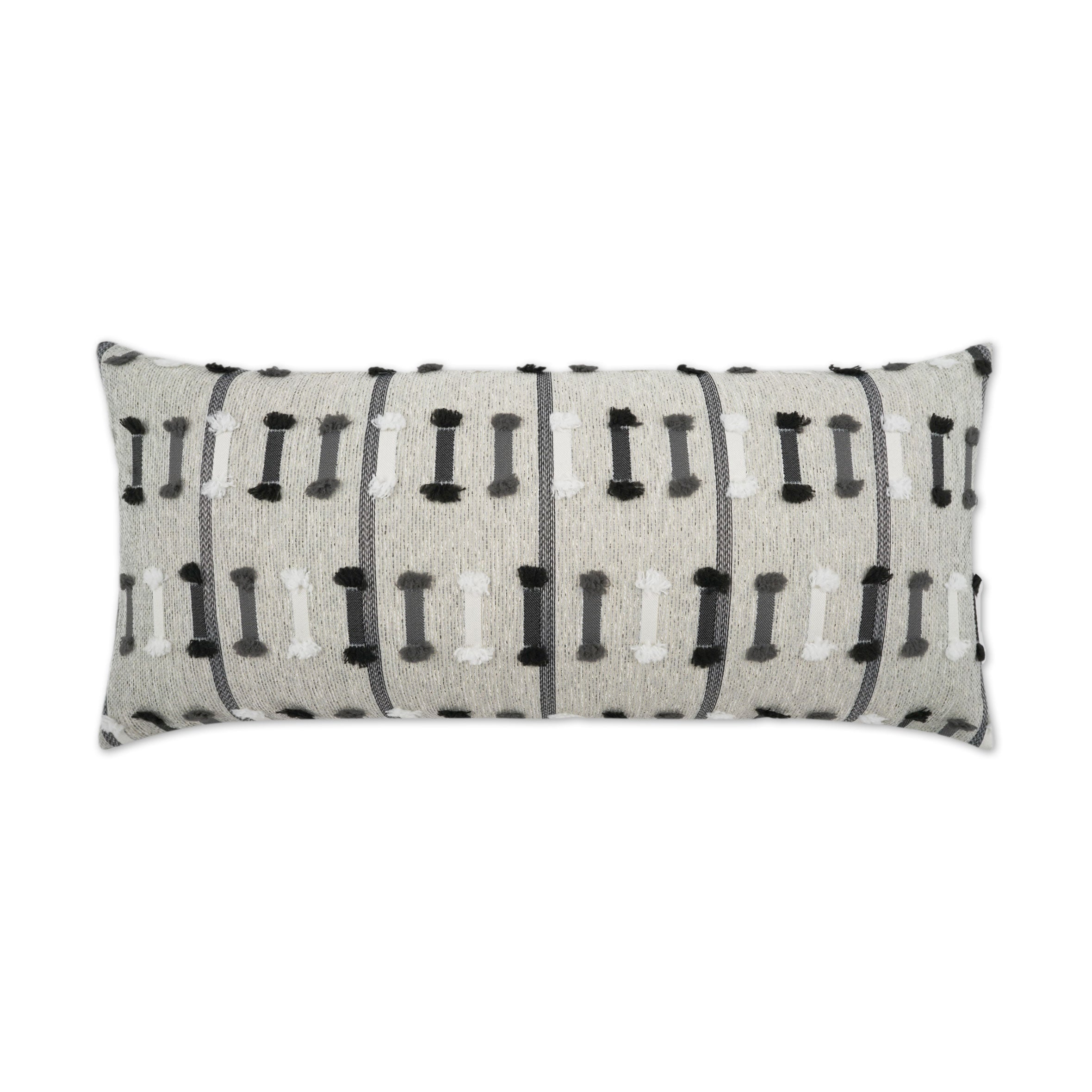 Tassel Stripe Lumbar Outdoor Throw Pillow - Grey | DV KAP