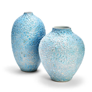 Two's Company S/2 Turquoise  Texture Vase