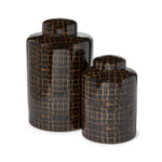 Two's Company Set of 2 Covered Jar w Dark Tortoise