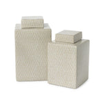 Two's Company Set of 2 Basketweave Canister
