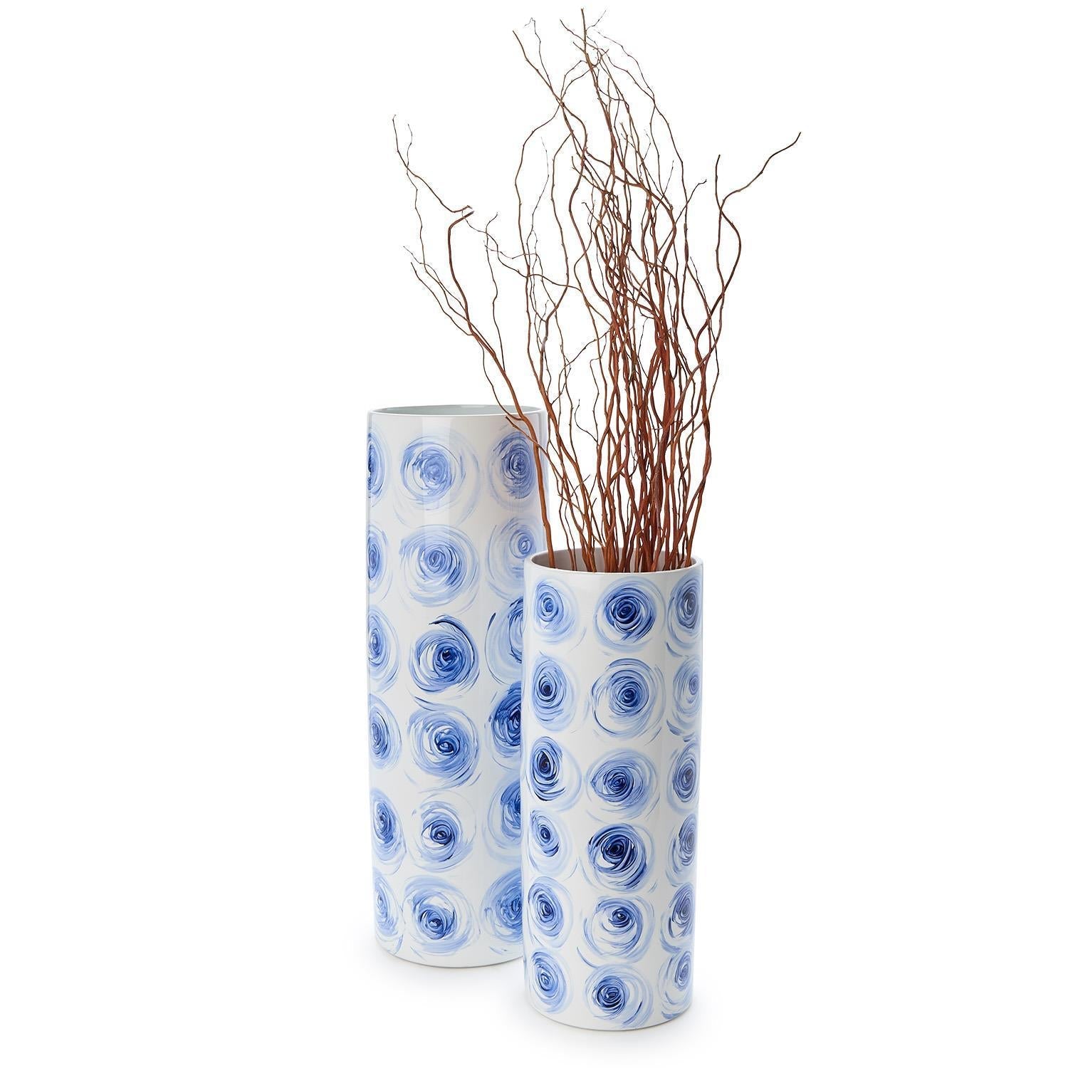 Two's Company Set of 2 Rose Bud Cylinder Vases