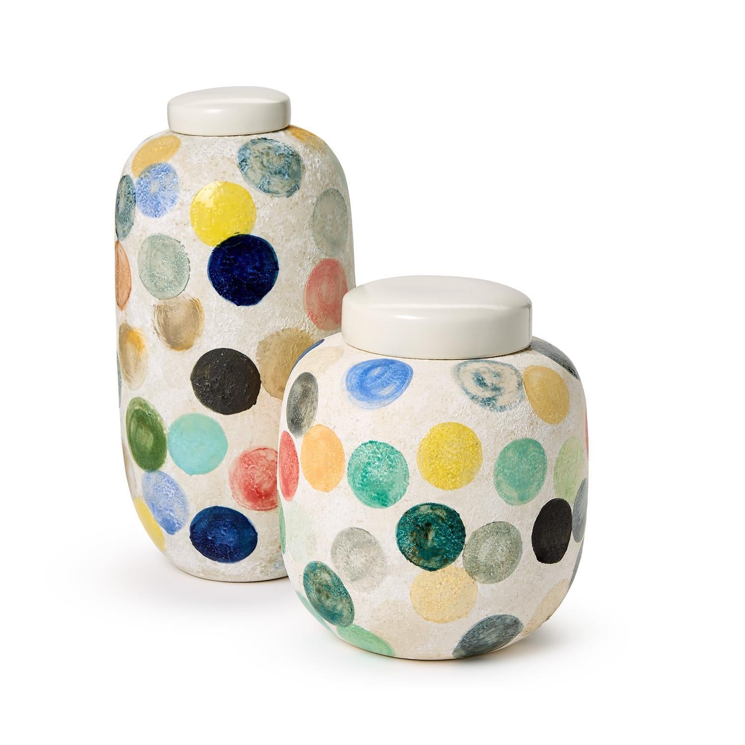 Two's Company Set of 2 Colorful Circle Dot Vase