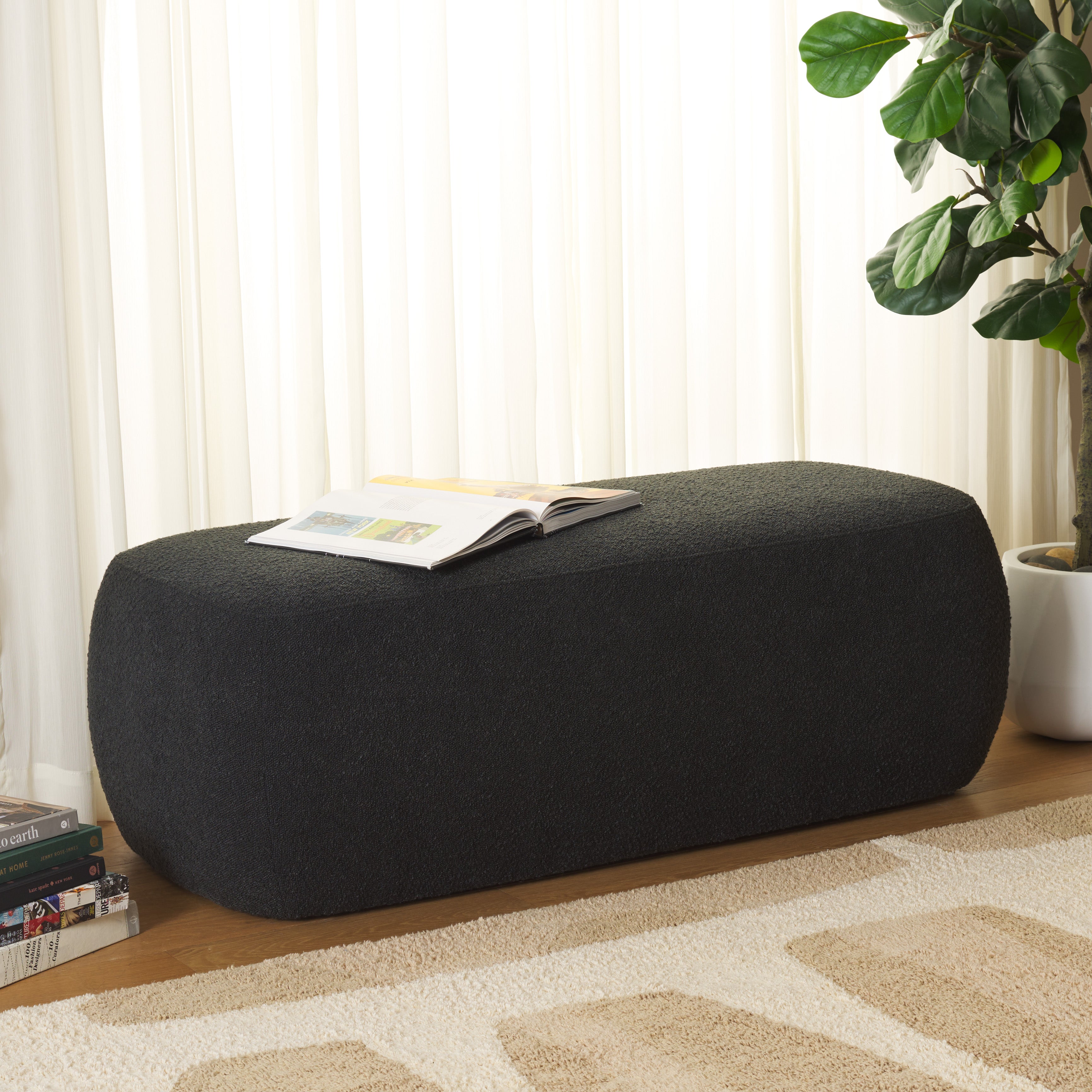 Safavieh Whitley Rectangular Ottoman , OTT1301 - Black