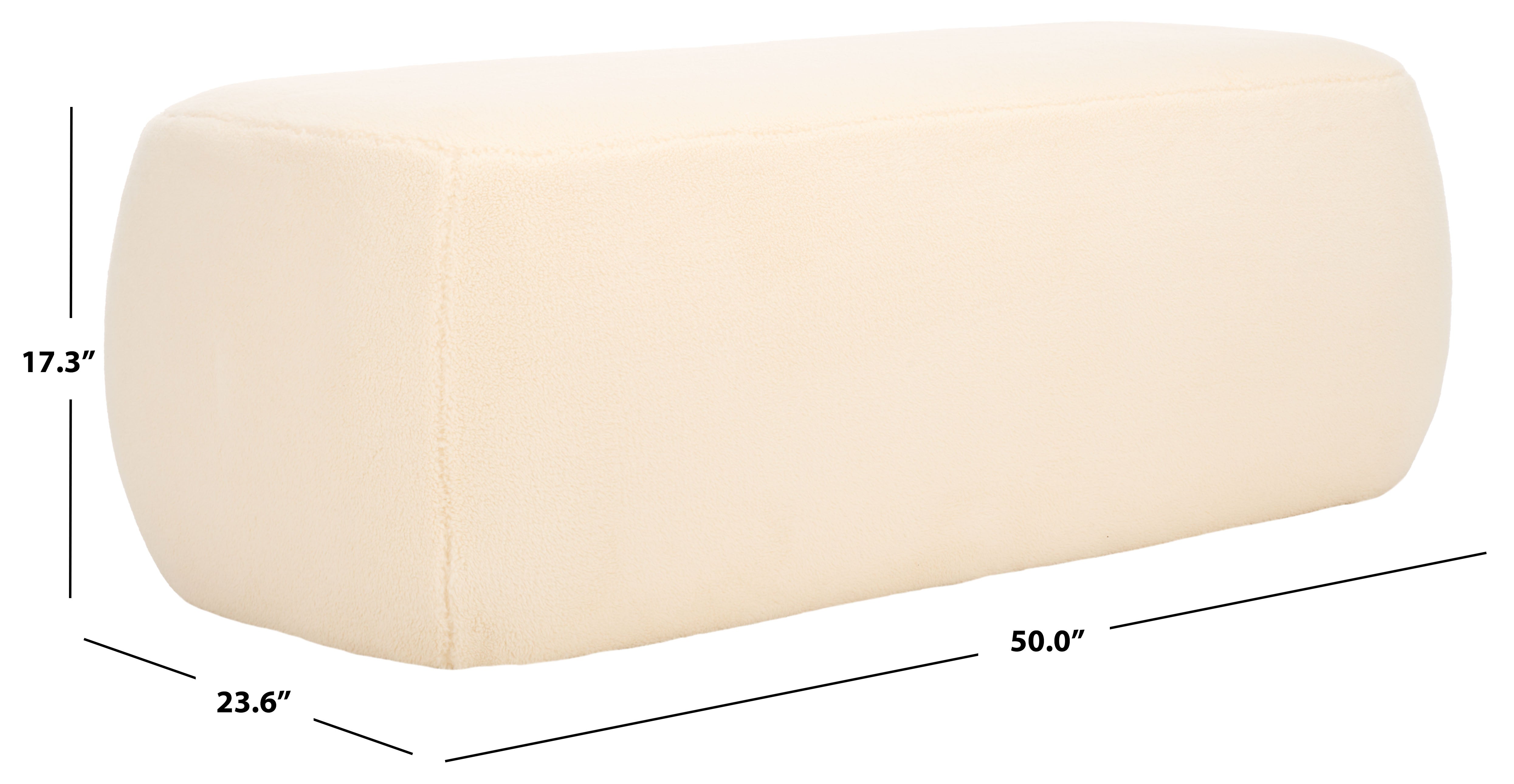 Safavieh Whitley Rectangular Ottoman , OTT1301 - Cream Faux Shearling