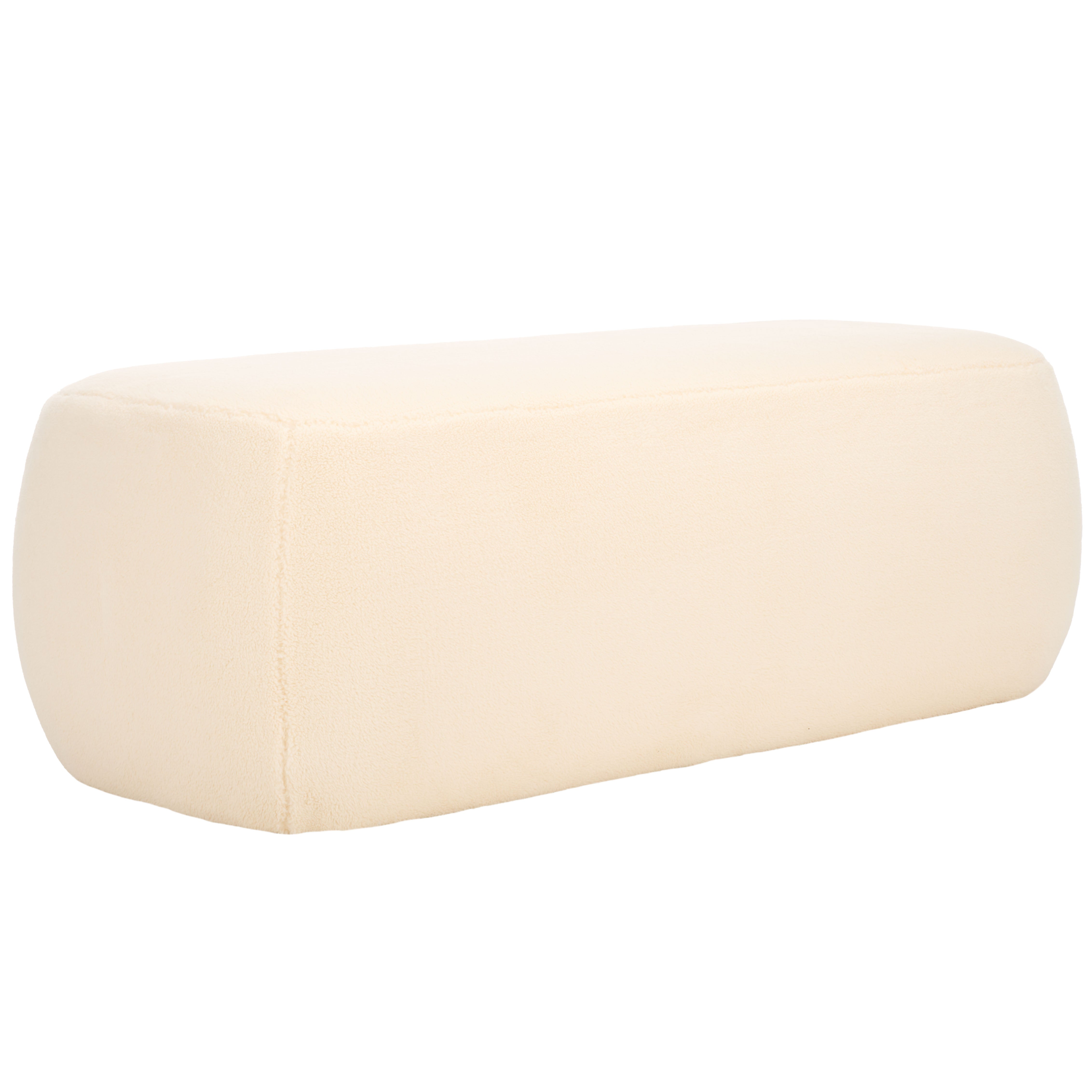 Safavieh Whitley Rectangular Ottoman , OTT1301 - Cream Faux Shearling