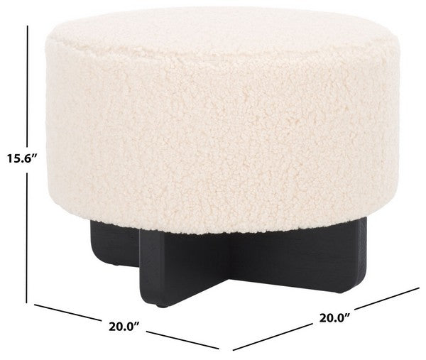 Safavieh Alistair Round Ottoman, OTT4503 - Off White / Black