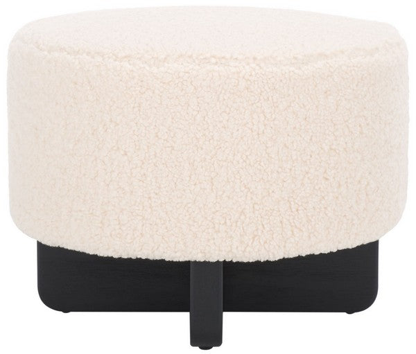 Safavieh Alistair Round Ottoman, OTT4503 - Off White / Black