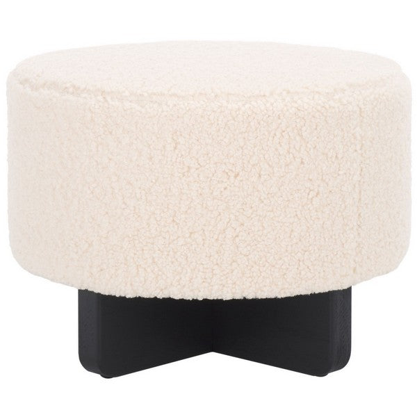 Safavieh Alistair Round Ottoman, OTT4503 - Off White / Black