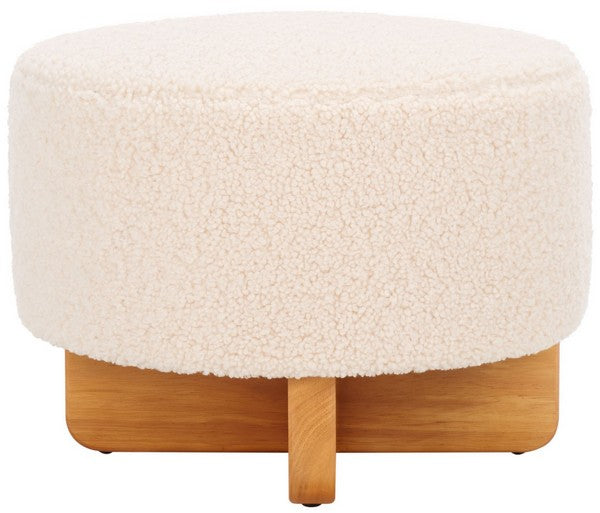 Safavieh Alistair Round Ottoman, OTT4503 - Off White / Natural