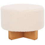 Safavieh Alistair Round Ottoman, OTT4503 - Off White / Natural