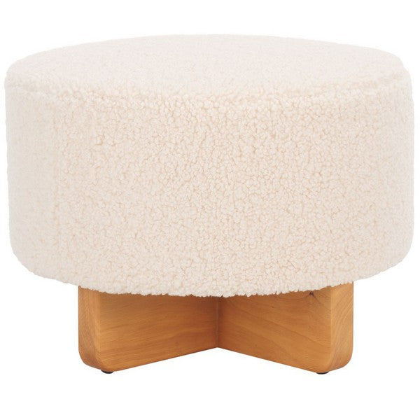 Safavieh Alistair Round Ottoman, OTT4503 - Off White / Natural