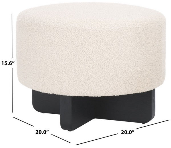 Safavieh Riah Boucle Round Ottoman, OTT4504 - Off White / Black