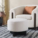 Safavieh Riah Boucle Round Ottoman, OTT4504 - Off White / Black