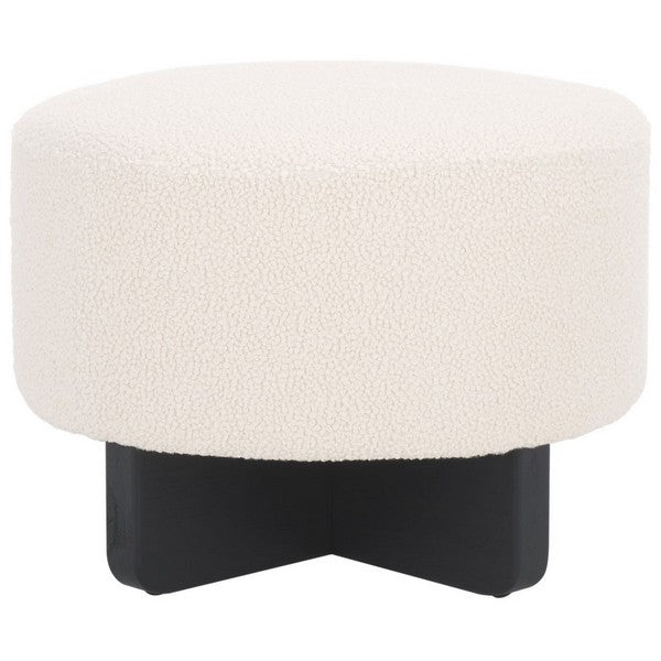 Safavieh Riah Boucle Round Ottoman, OTT4504 - Off White / Black