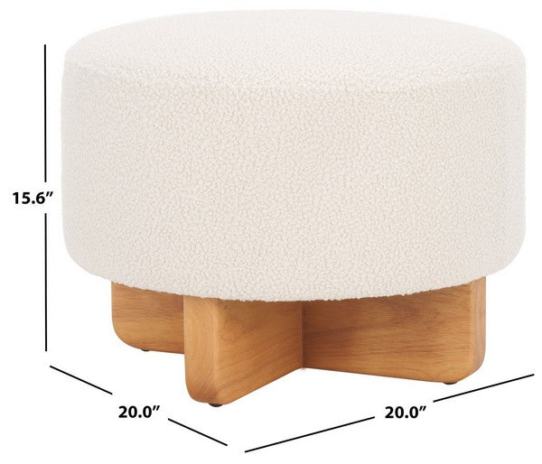 Safavieh Riah Boucle Round Ottoman, OTT4504 - Off White / Natural